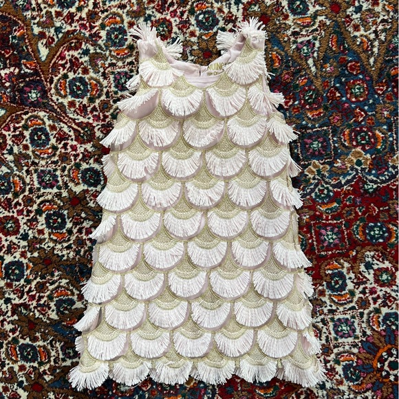 Worn *once* GORGEOUS unique light pink and gold fringe detail dress - Picture 2 of 8